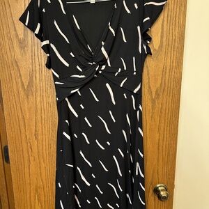 LOFT Black and White Midi Dress